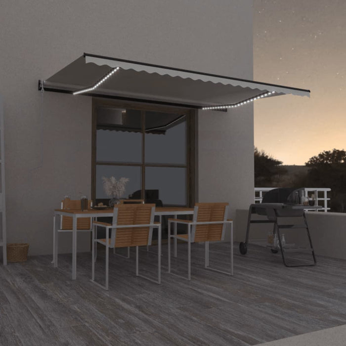 Copertină automată cu senzor vânt & LED, crem, 500x300 cm WALTI
