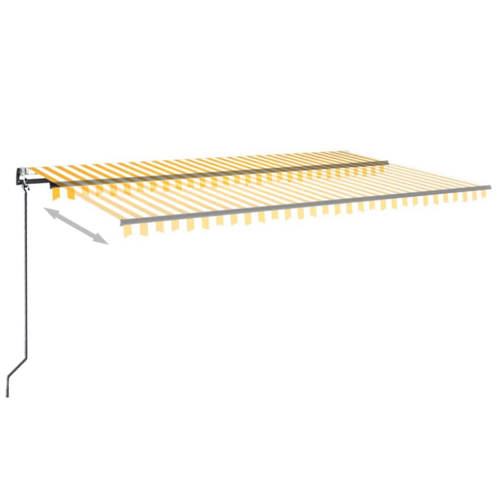 Copertină automată cu senzor vânt&LED, galben/alb, 500x300 cm WALTI