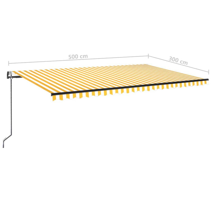 Copertină automată cu senzor vânt&LED, galben/alb, 500x300 cm WALTI