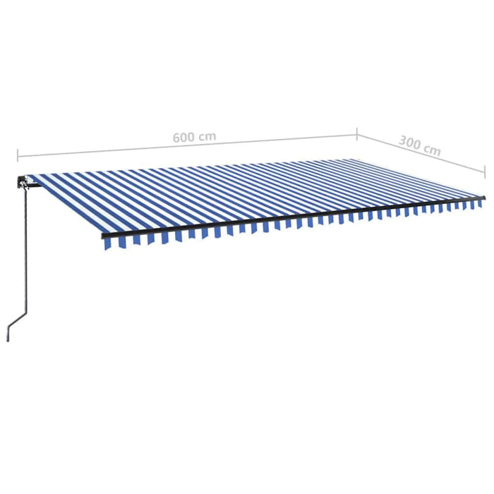 Copertină retractabilă manual cu LED albastru și alb 600x300 cm WALTI
