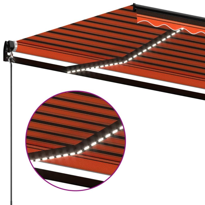Copertină retractabilă manual LED, portocaliu/maro, 600x300 cm - WALTI WALTI