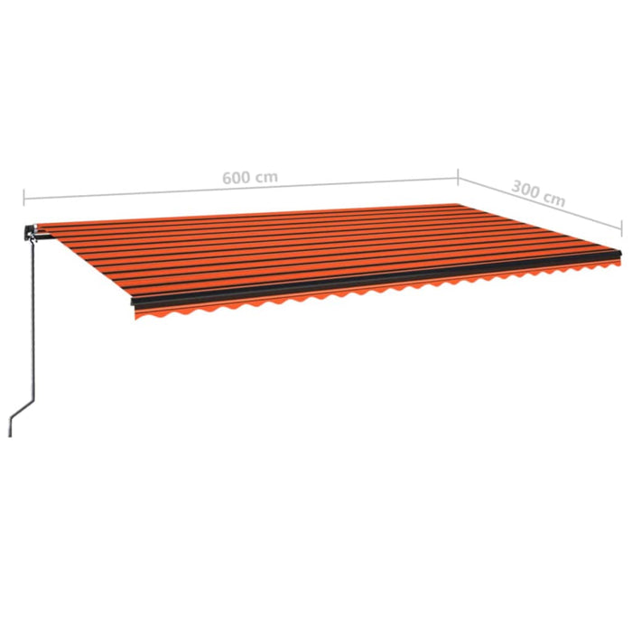 Copertină retractabilă manual LED, portocaliu/maro, 600x300 cm - WALTI WALTI