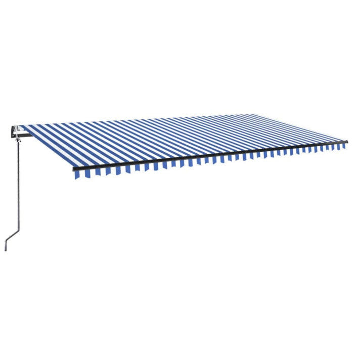Copertină automată cu senzor vânt&LED, albastru/alb, 600x300 cm WALTI