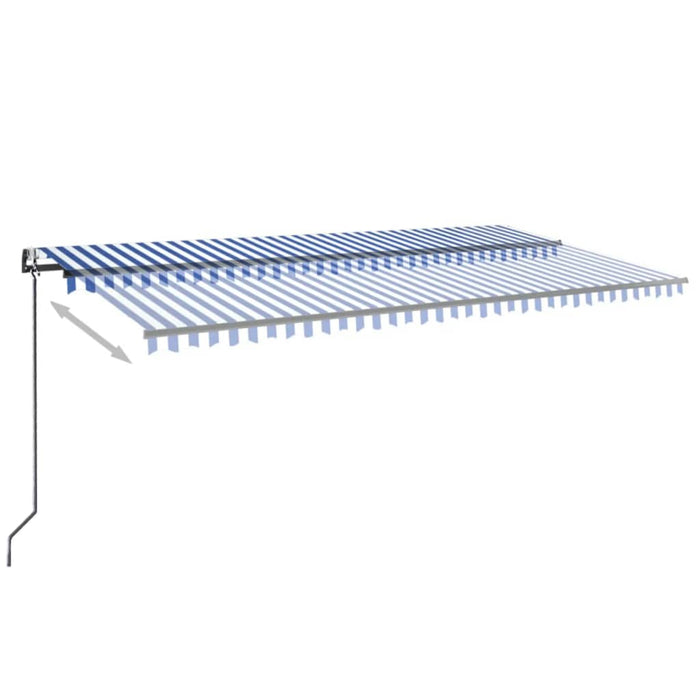 Copertină automată cu senzor vânt&LED, albastru/alb, 600x300 cm WALTI