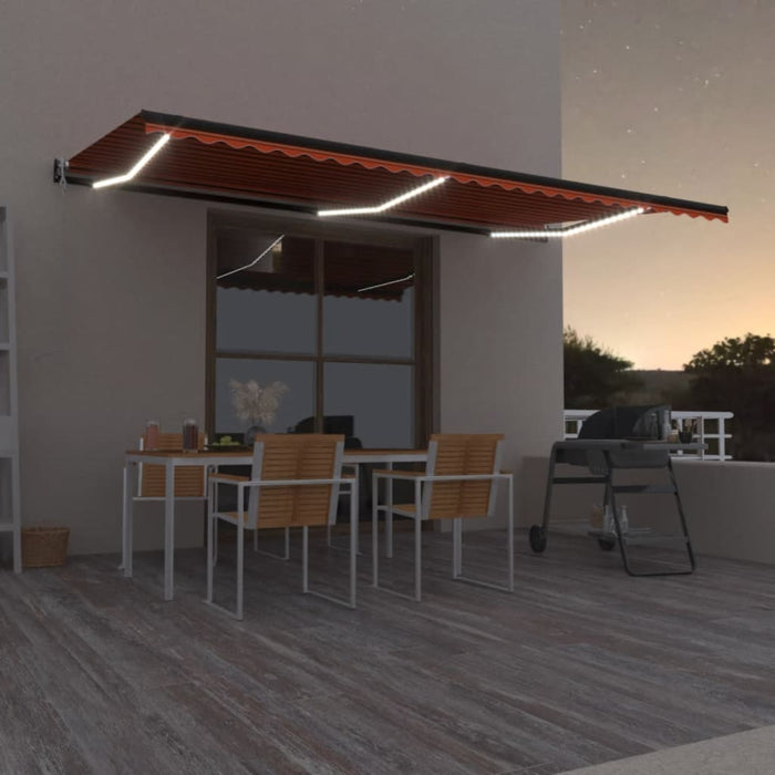 Copertină automată senzor vânt&LED, portocaliu/maro, 600x300 cm - WALTI WALTI