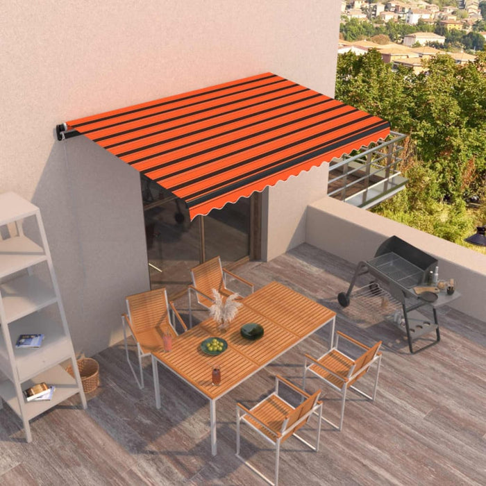 Copertină retractabilă manual, portocaliu și maro, 400x350 cm WALTI