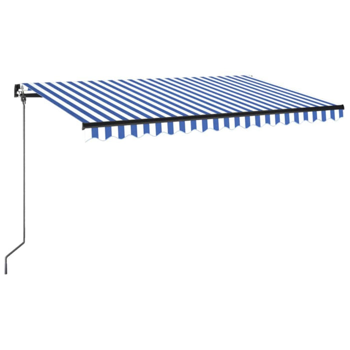 Copertină retractabilă manual cu LED, albastru/alb, 400x350 cm - WALTI WALTI
