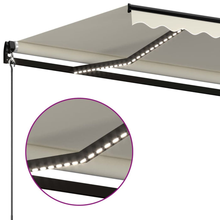 Copertină retractabilă manuală, cu LED, crem, 400x350 cm - WALTI WALTI