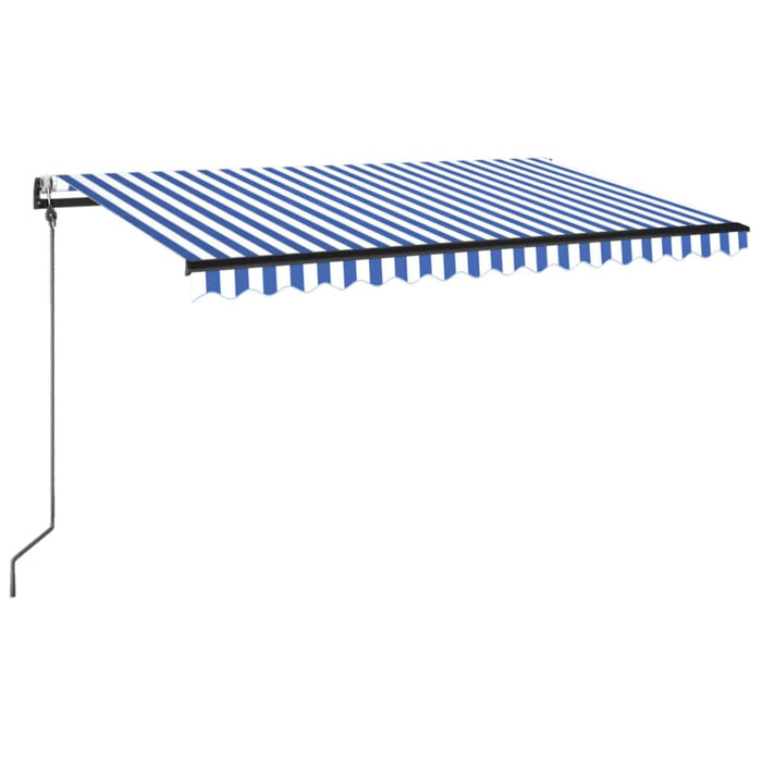 Copertină retractabilă automat, albastru și alb, 400x350 cm WALTI