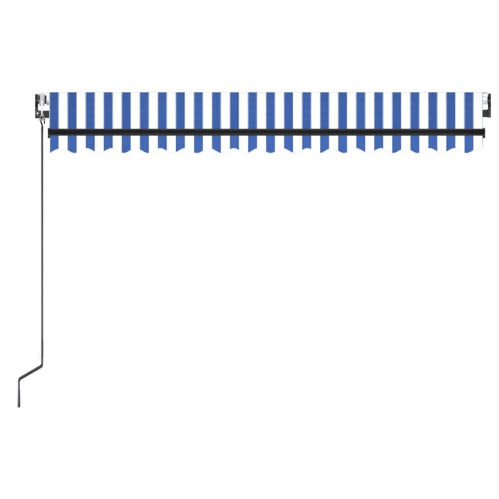 Copertină retractabilă automat, albastru și alb, 400x350 cm WALTI