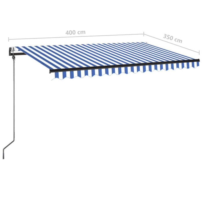 Copertină retractabilă automat, albastru și alb, 400x350 cm WALTI