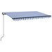 Copertină retractabilă manual, albastru și alb, 450x350 cm - WALTI WALTI