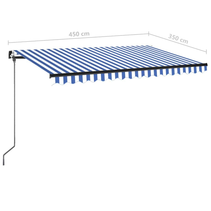 Copertină manuală cu LED, albastru și alb, 450x350 cm - WALTI WALTI