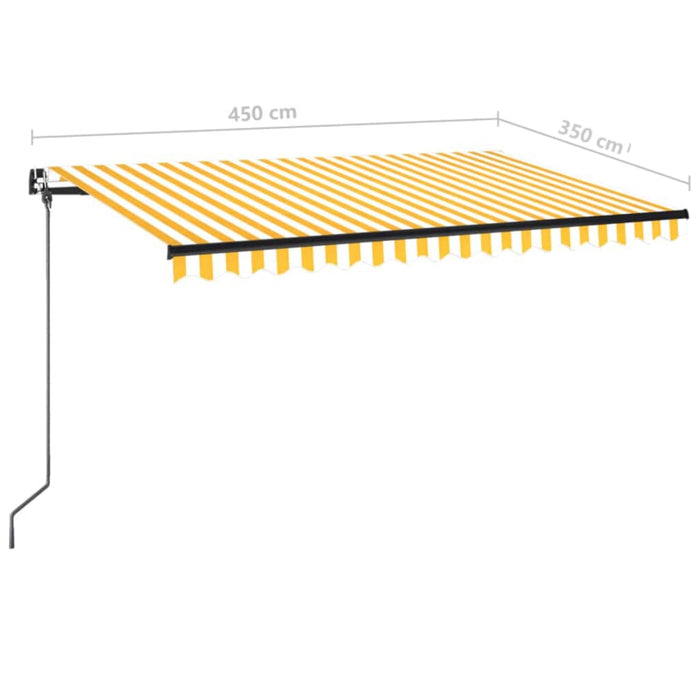 Copertină retractabilă manual cu LED, galben și alb, 450x350 cm WALTI
