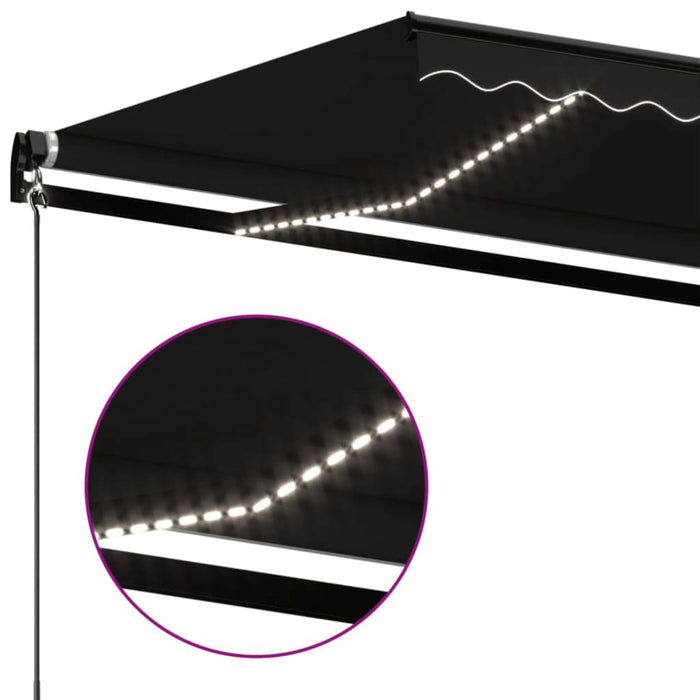 Copertină manuală retractabilă, cu LED, antracit, 450x350 cm - WALTI WALTI