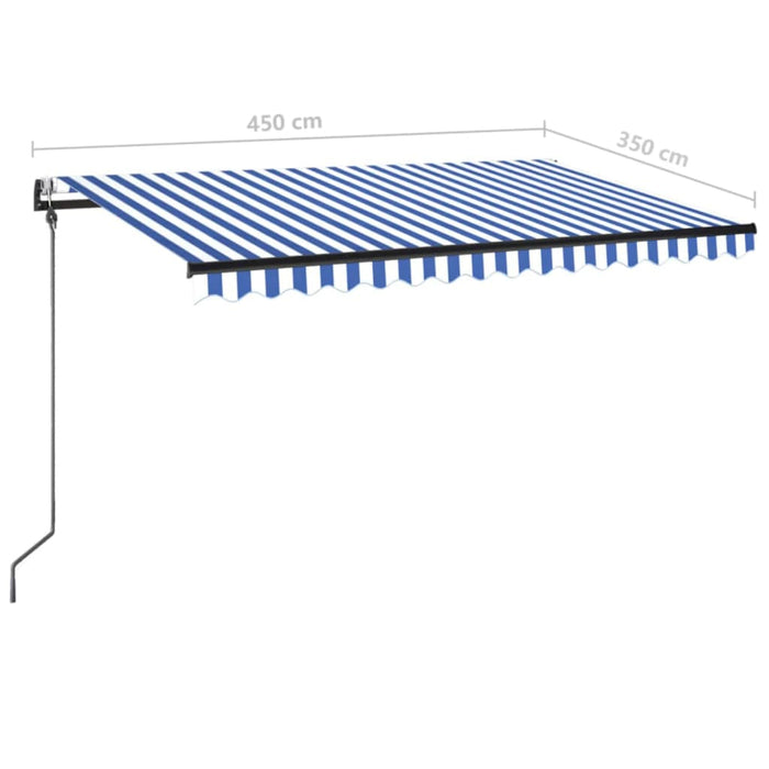 Copertină retractabilă automat, albastru și alb, 450x350 cm WALTI