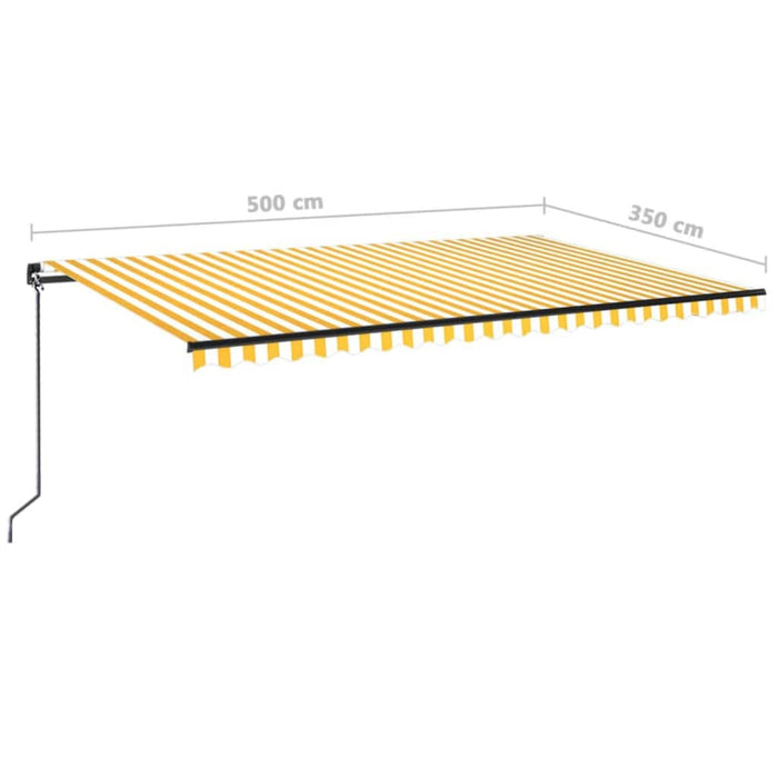 Copertină retractabilă manual, galben și alb, 500x350 cm - WALTI WALTI