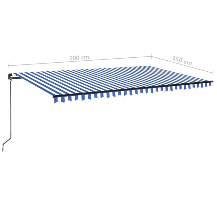 Copertină retractabilă manual cu LED, albastru/alb, 500x350 cm WALTI