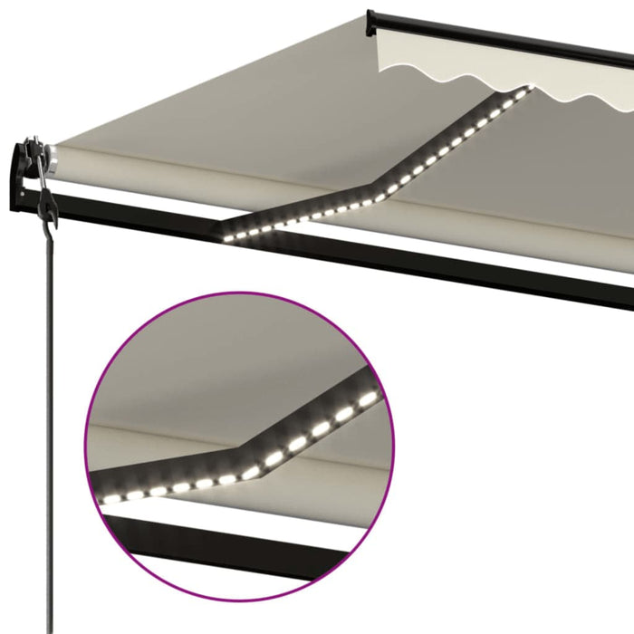 Copertină automată cu senzor vânt & LED, crem, 500x350 cm - WALTI WALTI