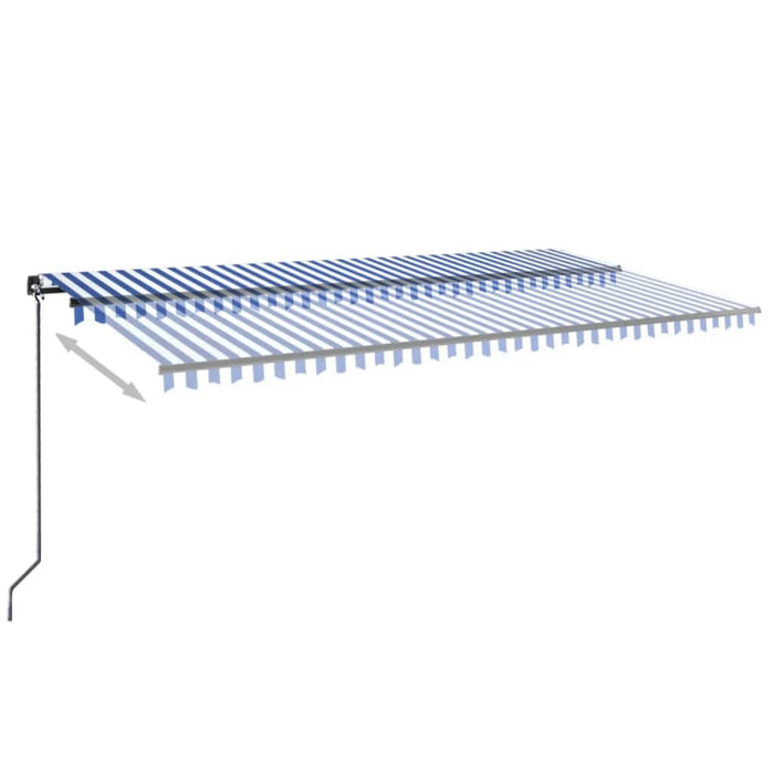 Copertină retractabilă manual, LED, albastru și alb, 600x350 cm - WALTI WALTI