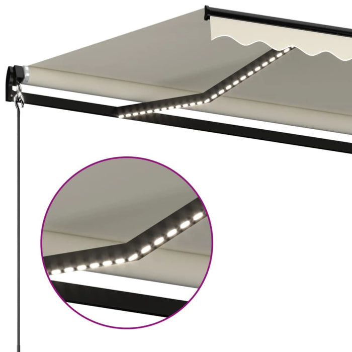 Copertină retractabilă manual cu LED, crem, 600x350 cm WALTI