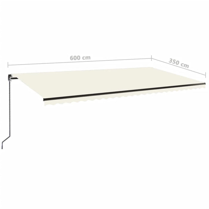Copertină retractabilă manual cu LED, crem, 600x350 cm WALTI