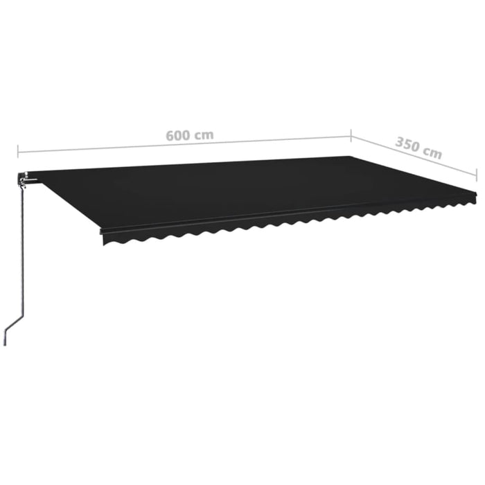 Copertină retractabilă manual cu LED, antracit, 600x350 cm WALTI