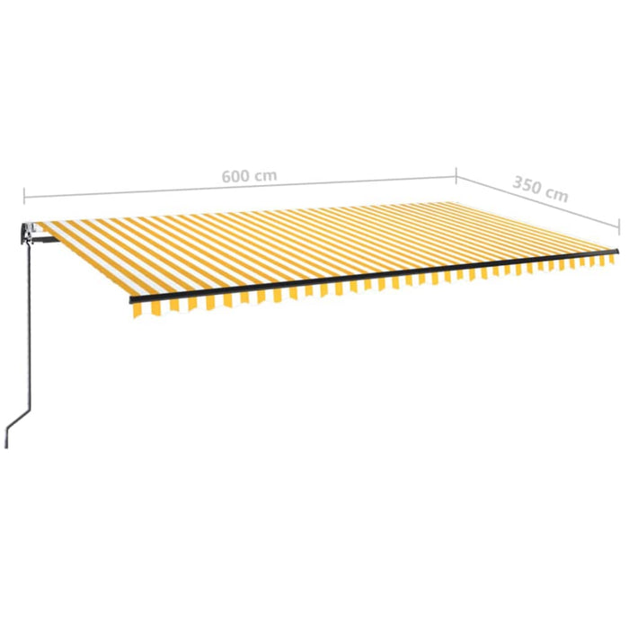 Copertină retractabilă automat, galben și alb, 600x350 cm - WALTI WALTI