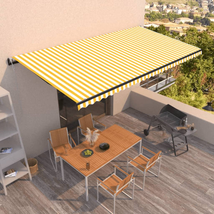 Copertină retractabilă automat, galben și alb, 600x350 cm - WALTI WALTI