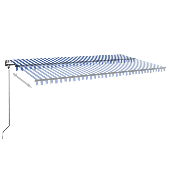 Copertină automată cu senzor vânt&LED, albastru/alb, 600x350 cm - WALTI WALTI