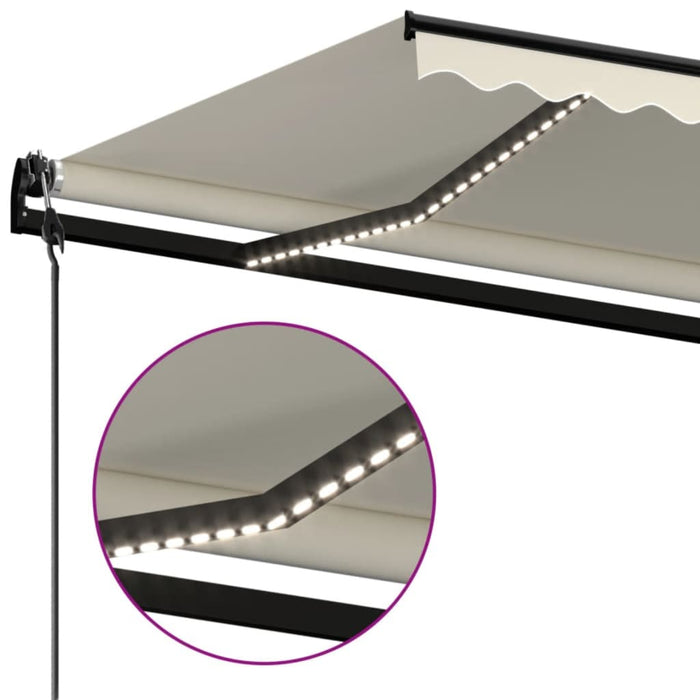 Copertină automată cu senzor vânt & LED, crem, 600x350 cm WALTI