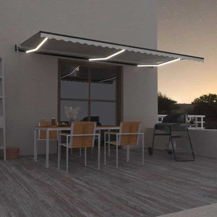 Copertină automată cu senzor vânt & LED, crem, 600x350 cm WALTI