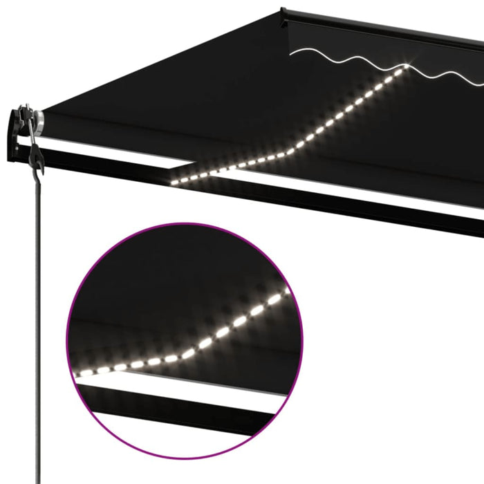 Copertină automată cu senzor vânt & LED, antracit, 600x350 cm WALTI