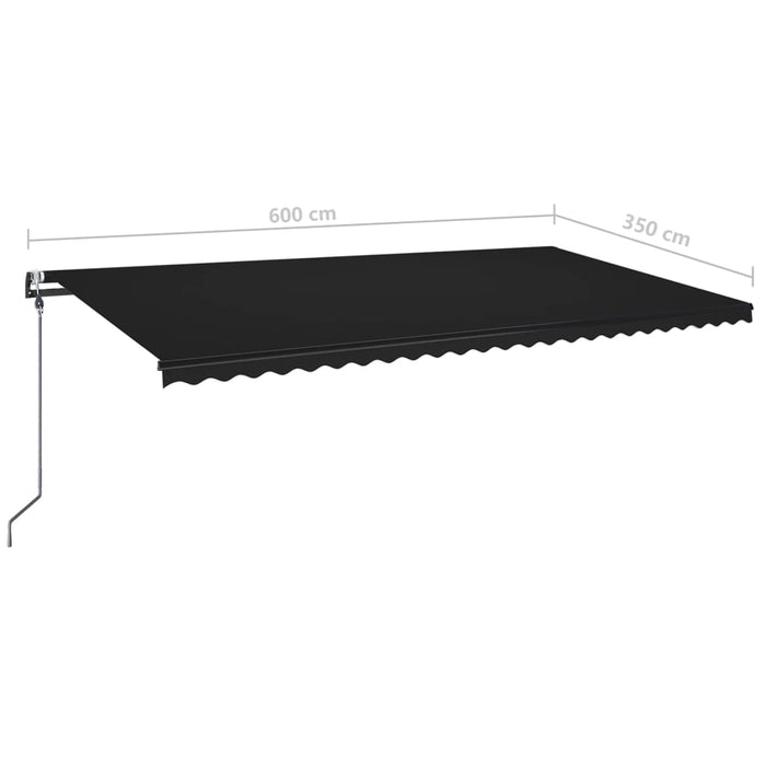 Copertină automată cu senzor vânt & LED, antracit, 600x350 cm WALTI