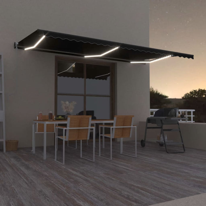 Copertină automată cu senzor vânt & LED, antracit, 600x350 cm WALTI