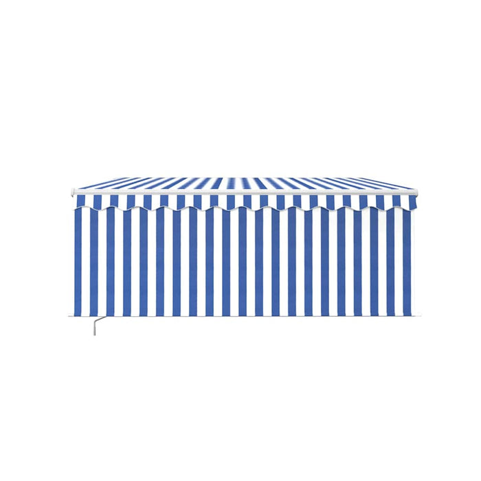 Copertină retractabilă manual cu stor, albastru & alb, 3x2,5 m - WALTI WALTI