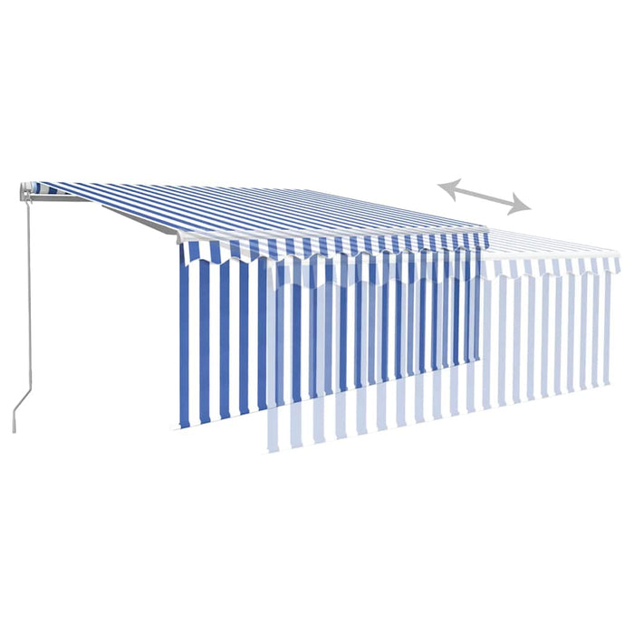 Copertină retractabilă manual cu stor, albastru & alb, 3x2,5 m - WALTI WALTI