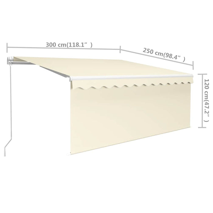 Copertină retractabilă manual cu stor, crem, 3x2,5 m - WALTI WALTI