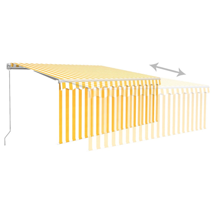 Copertină retractabilă manual cu stor, galben & alb, 3x2,5 m - WALTI WALTI