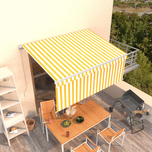 Copertină retractabilă manual cu stor, galben & alb, 3x2,5 m - WALTI WALTI