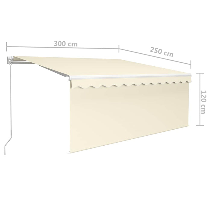 Copertină retractabilă manual cu stor&LED, crem, 3x2,5 m - WALTI WALTI