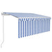 Copertină retractabilă automat cu stor, albastru & alb, 3x2,5 m - WALTI WALTI