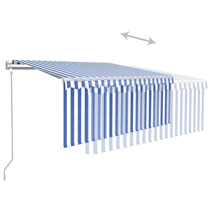 Copertină retractabilă automat cu stor, albastru & alb, 3x2,5 m - WALTI WALTI
