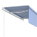 Copertină retractabilă automat cu stor, albastru & alb, 3x2,5 m - WALTI WALTI