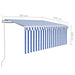 Copertină retractabilă automat cu stor, albastru & alb, 3x2,5 m - WALTI WALTI