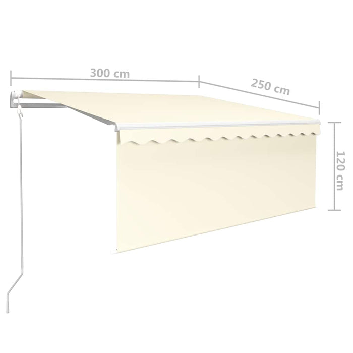 Copertină retractabilă automat cu stor, crem, 3x2,5 m - WALTI WALTI