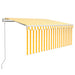 Copertină retractabilă automat cu stor, galben & alb, 3x2,5 m - WALTI WALTI