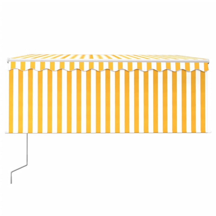 Copertină retractabilă automat cu stor, galben & alb, 3x2,5 m - WALTI WALTI