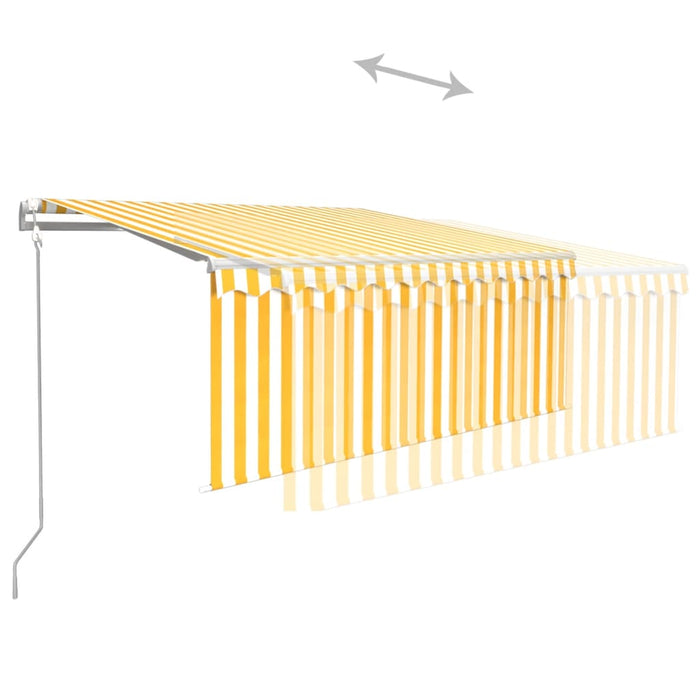 Copertină retractabilă automat cu stor, galben & alb, 3x2,5 m - WALTI WALTI