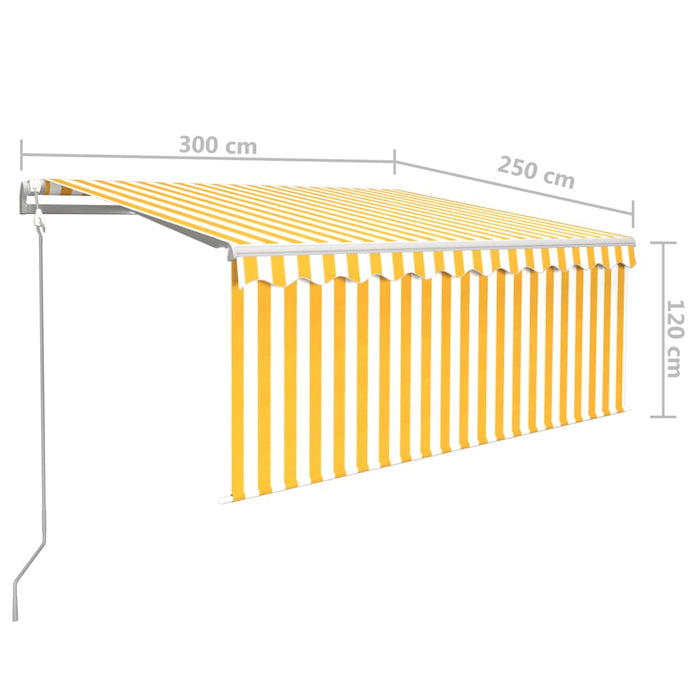 Copertină retractabilă automat cu stor, galben & alb, 3x2,5 m - WALTI WALTI